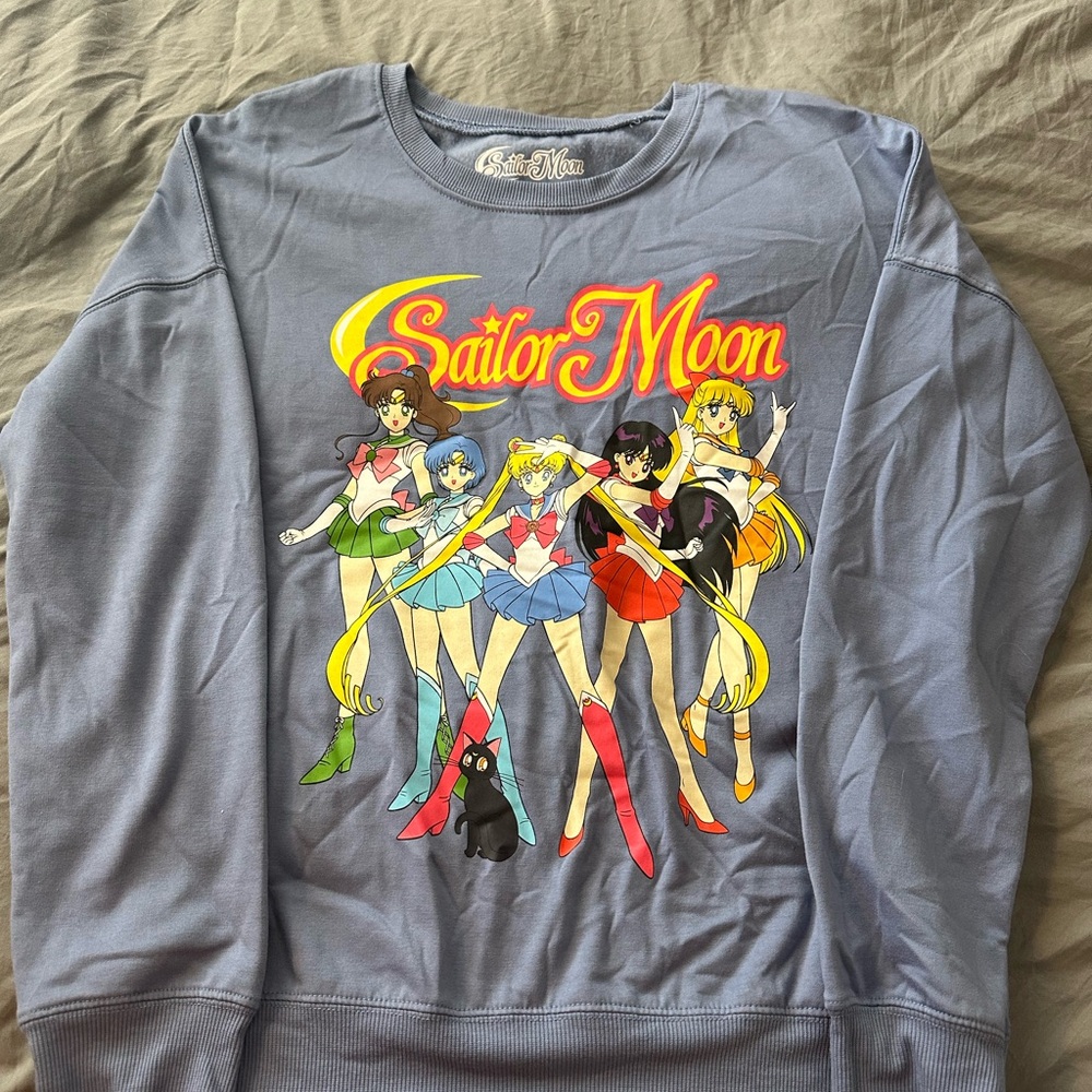 Sailor Moon Graphic Women's Crew Neck Sweater - Blue